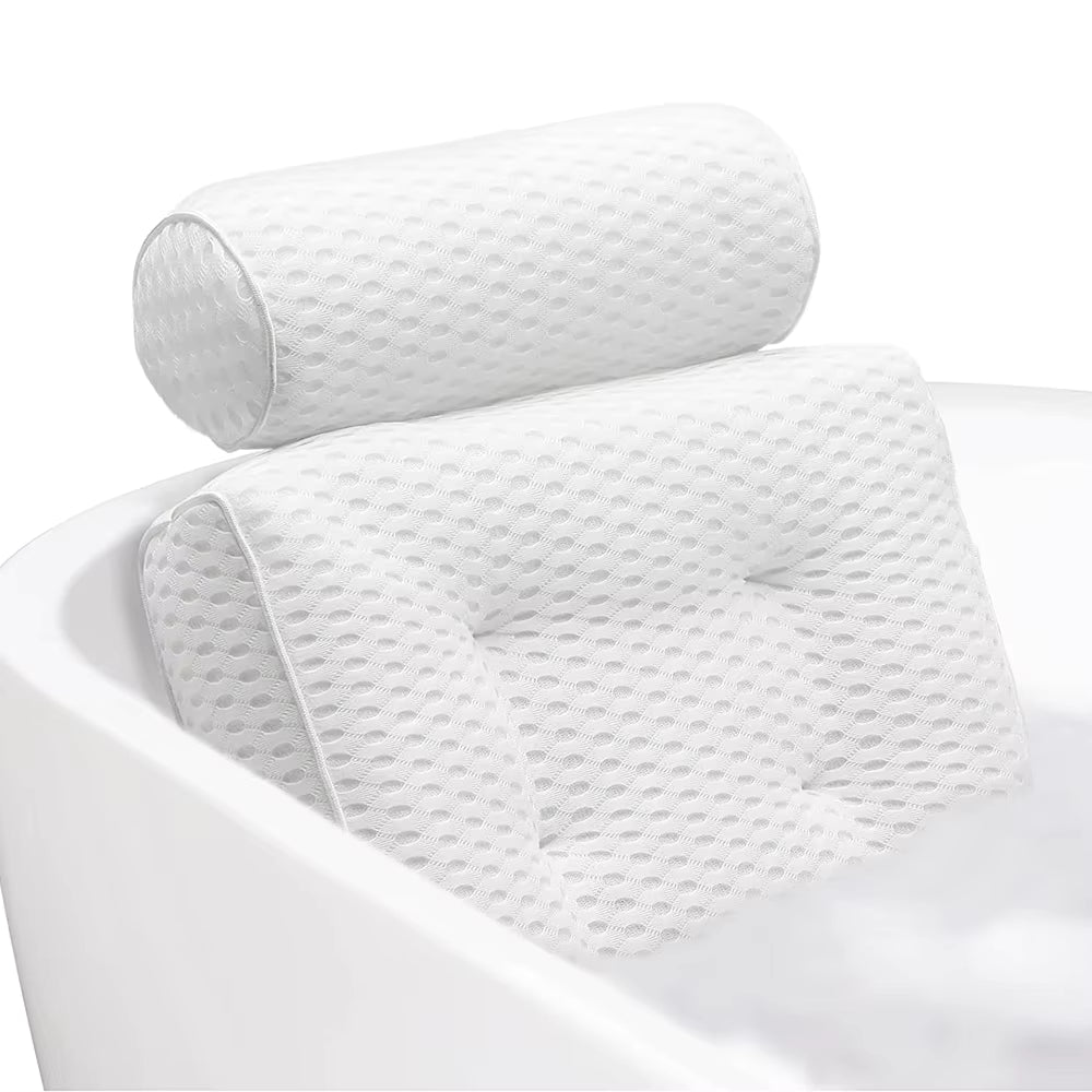 Non-Slip Suction Cups Air Mesh Bathtub Pillow Support Neck, Head and Back