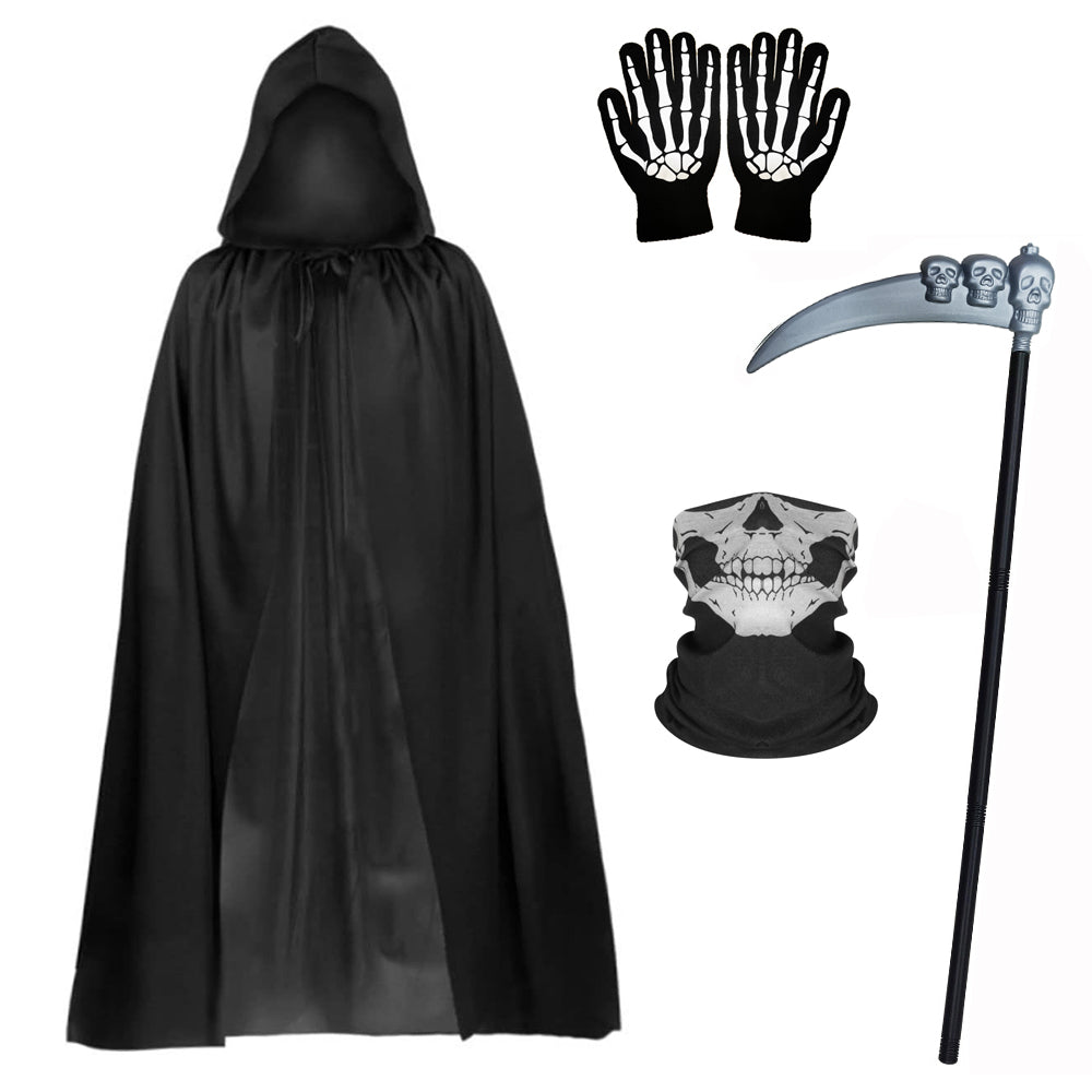 Halloween Party Role Playing Death Black Cloak Prop Set