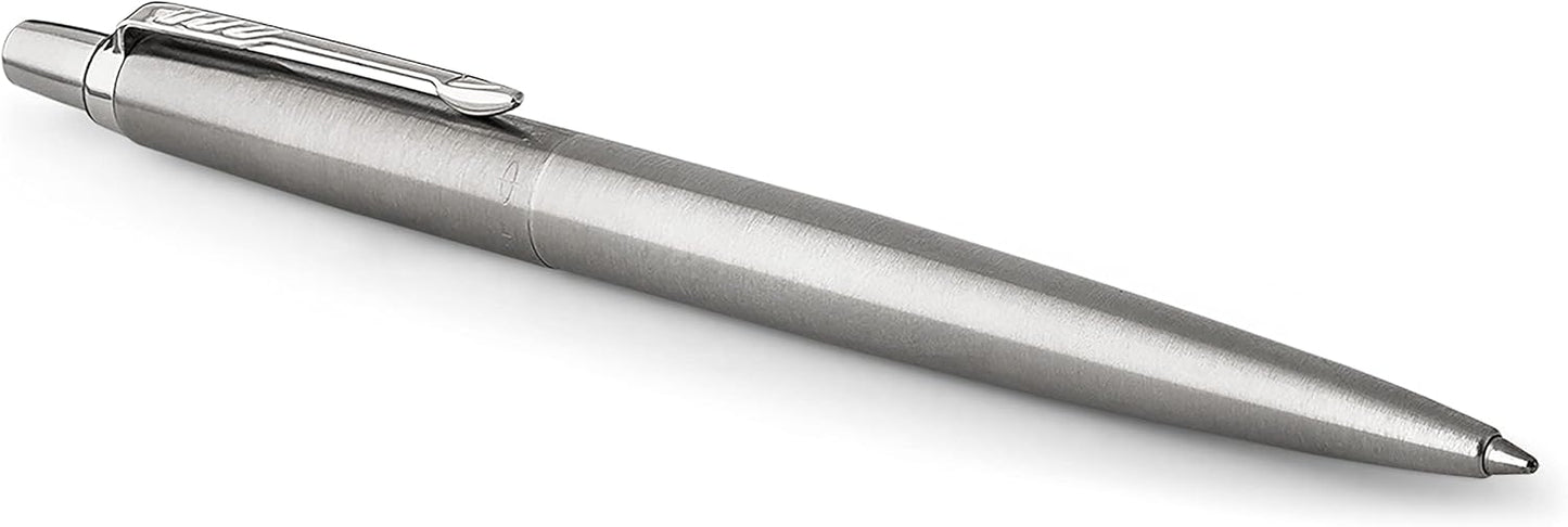 PARKER 1953170 Retractable Jotter Stainless Steel Chrome Trim Ballpoint Pen, (14878)