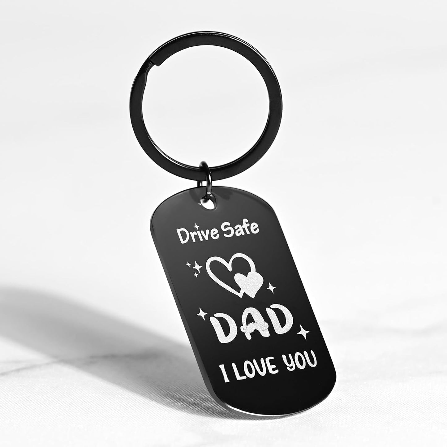 Dad Keychain, Fathers Day Gift Ideas, from Daughter, Son, Birthday, Valentine's Day Christmas Day for Dad, Black