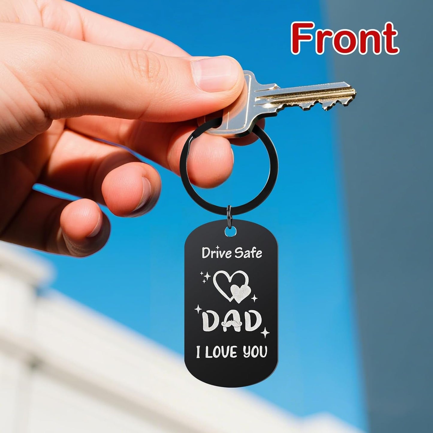Dad Keychain, Fathers Day Gift Ideas, from Daughter, Son, Birthday, Valentine's Day Christmas Day for Dad, Black