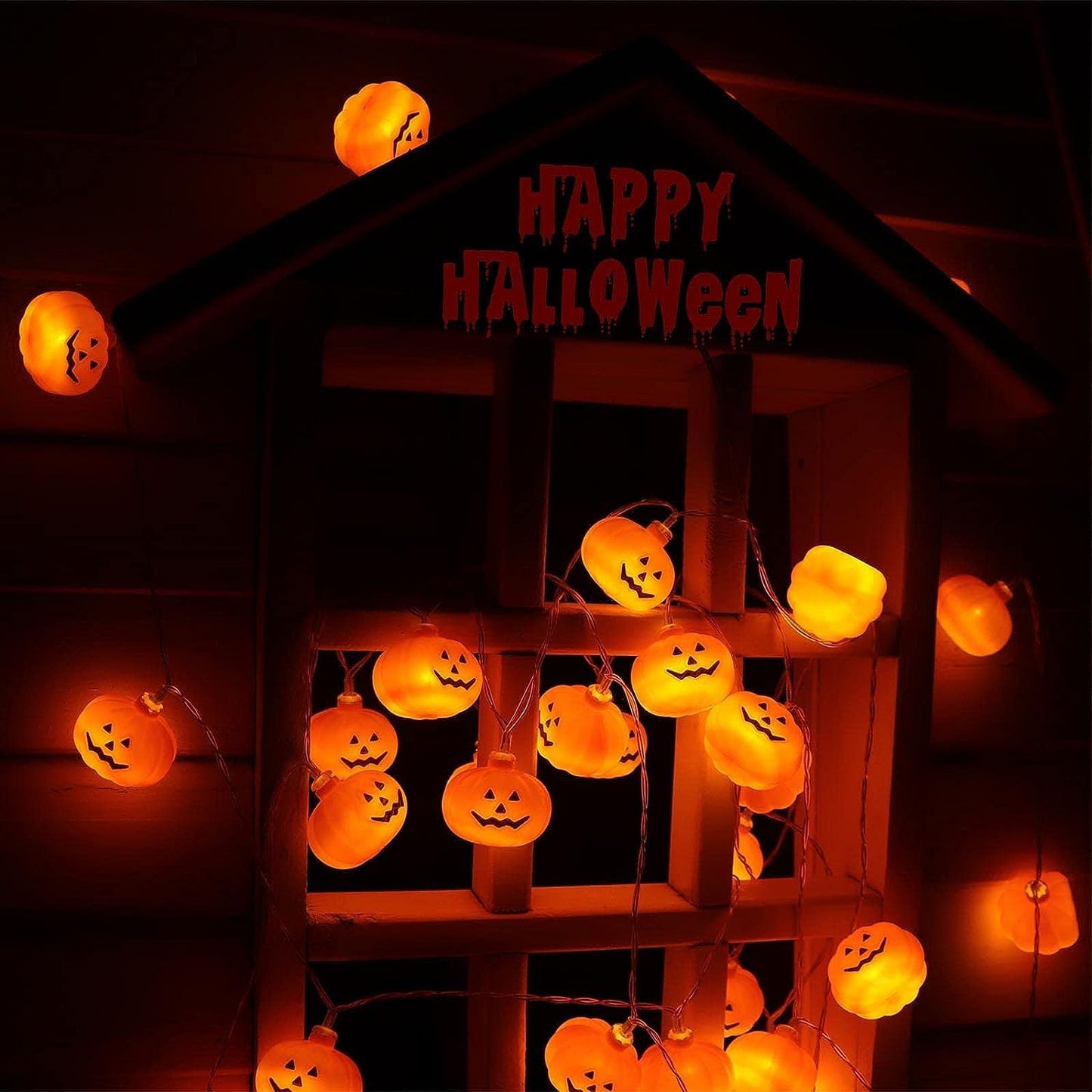 Halloween String Lights, 30 LED Pumpkin Lanterns Lights, Orange Pumpkin Lights with 2 Lighting Modes, LED Pumpkin Lights, Holiday Lights for Home Indoor Outdoor Halloween Decorations (4.5M)