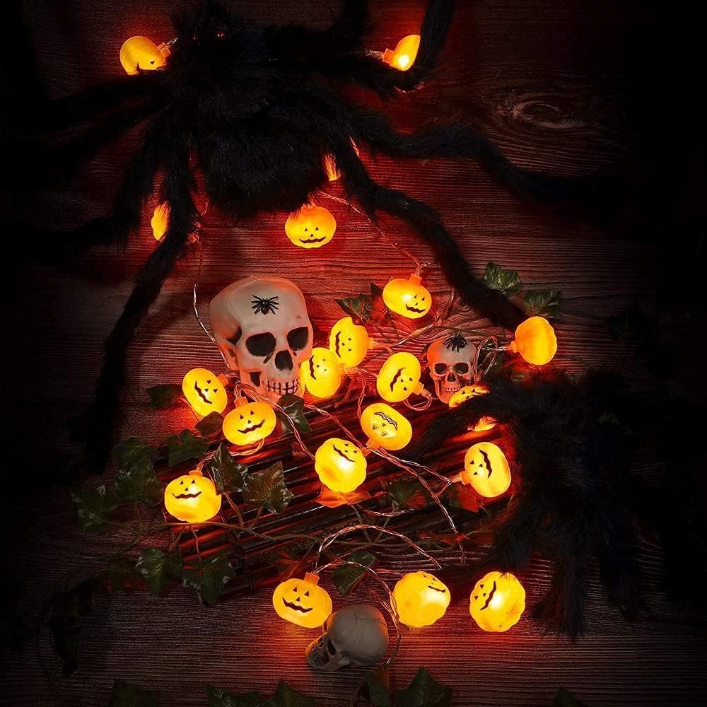 Halloween String Lights, 30 LED Pumpkin Lanterns Lights, Orange Pumpkin Lights with 2 Lighting Modes, LED Pumpkin Lights, Holiday Lights for Home Indoor Outdoor Halloween Decorations (4.5M)