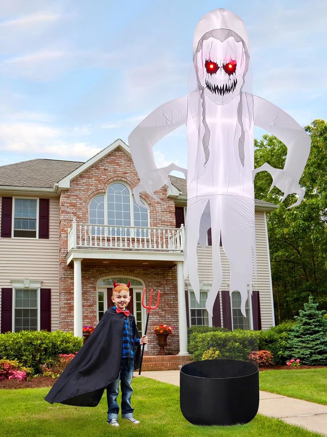 Kalolary 10FT Height Halloween Inflatables Outdoor Pumpkin Head Ghost, Blow Up Yard Decoration Clearance with LED for Halloween Party Indoor, Outdoor, Yard, Garden, Lawn Decorations