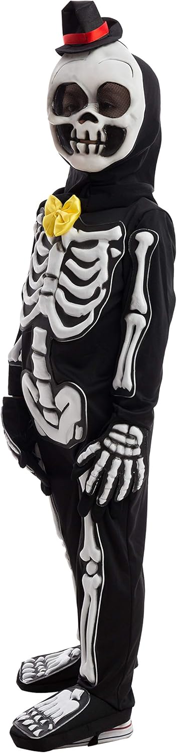 Spooktacular Creations Glows in the Dark Skeleton Costume for Boys, Halloween Skeleton Costume, Bone Jumpsuit for Kids