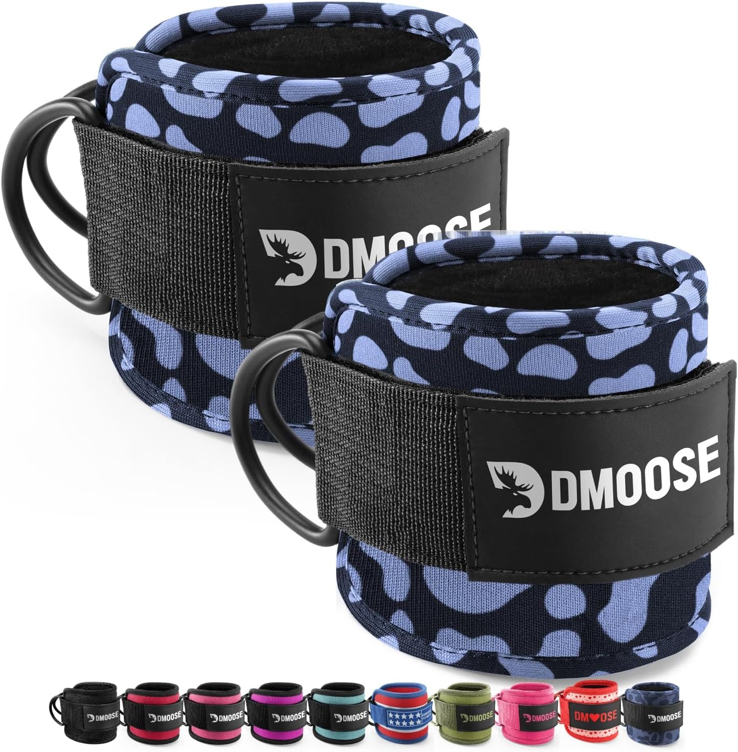 DMoose Ankle Straps Cable Machines for Kickbacks, Glute Workouts, Leg Extensions, Curls, and Hip Abductors for Men and Women, Adjustable Ankle Strap with Double D-Rings and Neoprene Support
