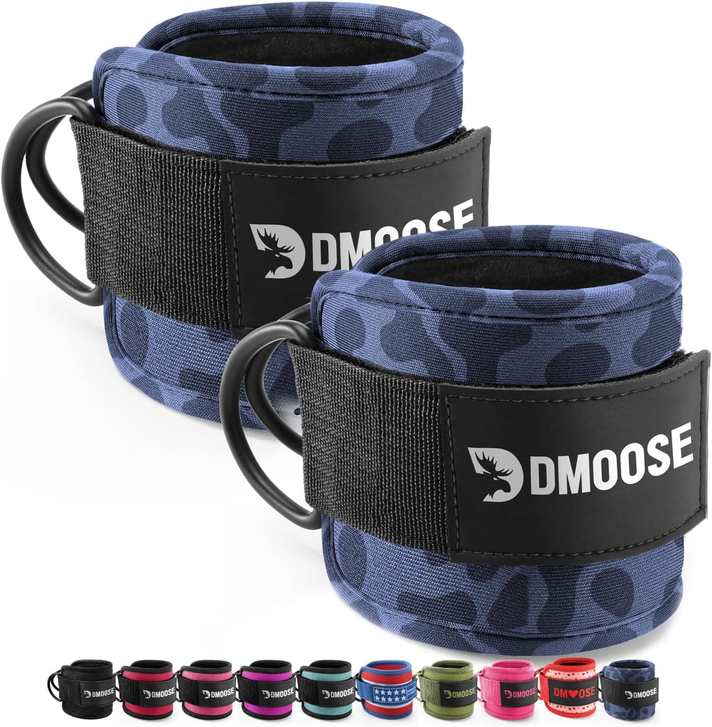 DMoose Ankle Straps Cable Machines for Kickbacks, Glute Workouts, Leg Extensions, Curls, and Hip Abductors for Men and Women, Adjustable Ankle Strap with Double D-Rings and Neoprene Support