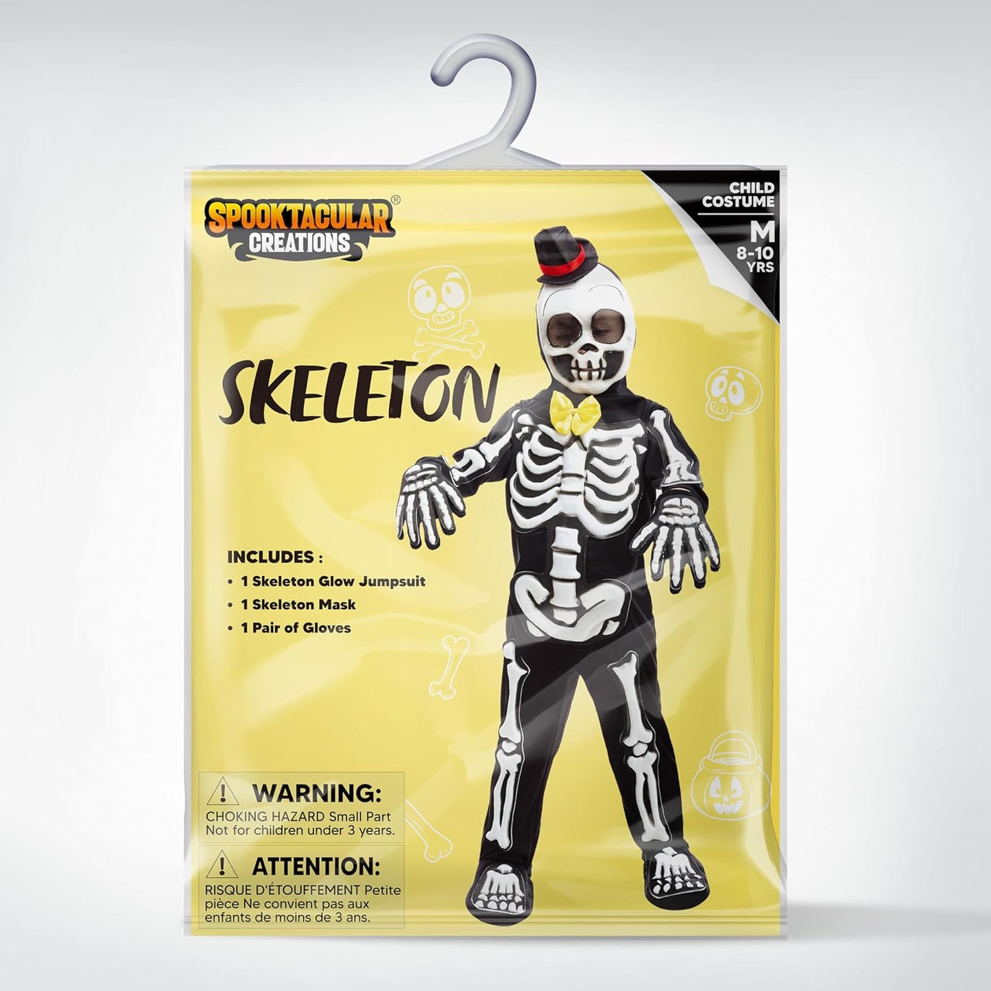 Spooktacular Creations Glows in the Dark Skeleton Costume for Boys, Halloween Skeleton Costume, Bone Jumpsuit for Kids