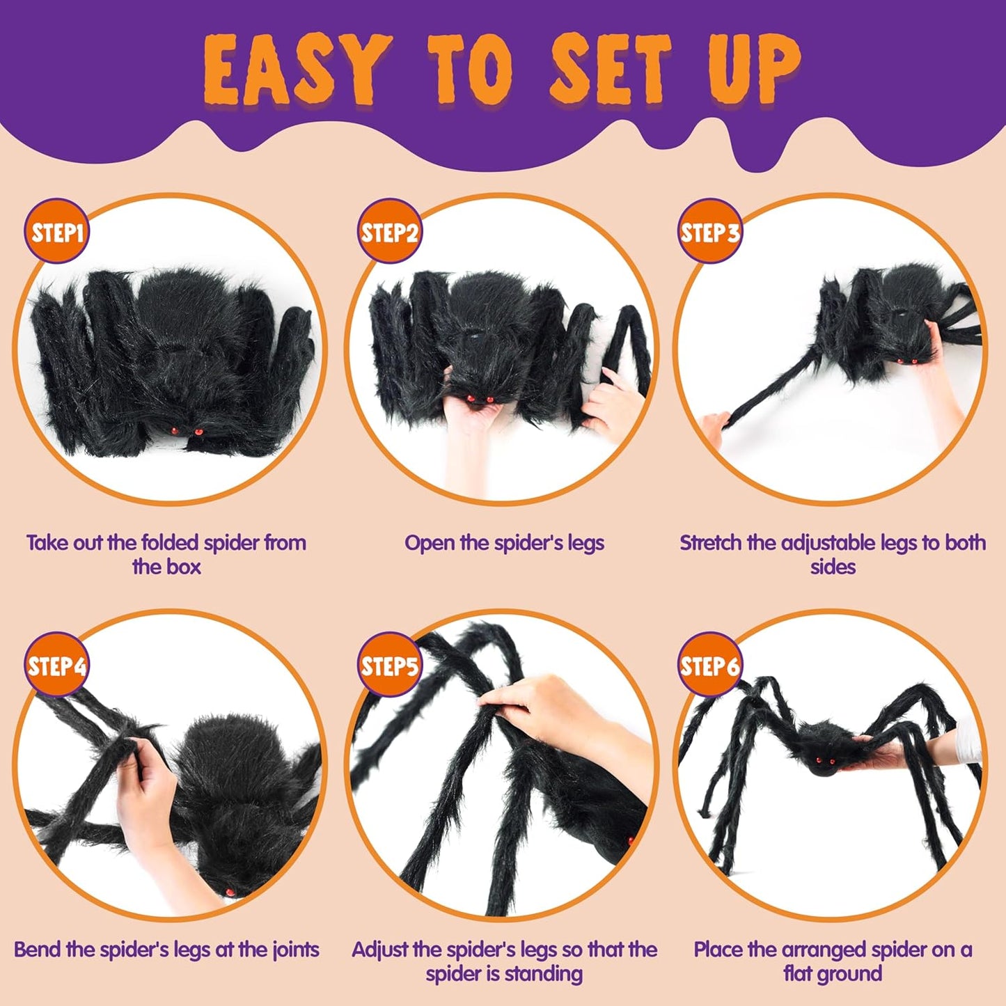 JOYIN Halloween Outdoor Decorations Giant Spider, Scary Large Spider Props for Yard Lawn Halloween Outside Decor and Indoor Party Decor, Black (Standing Height is 15 inches)