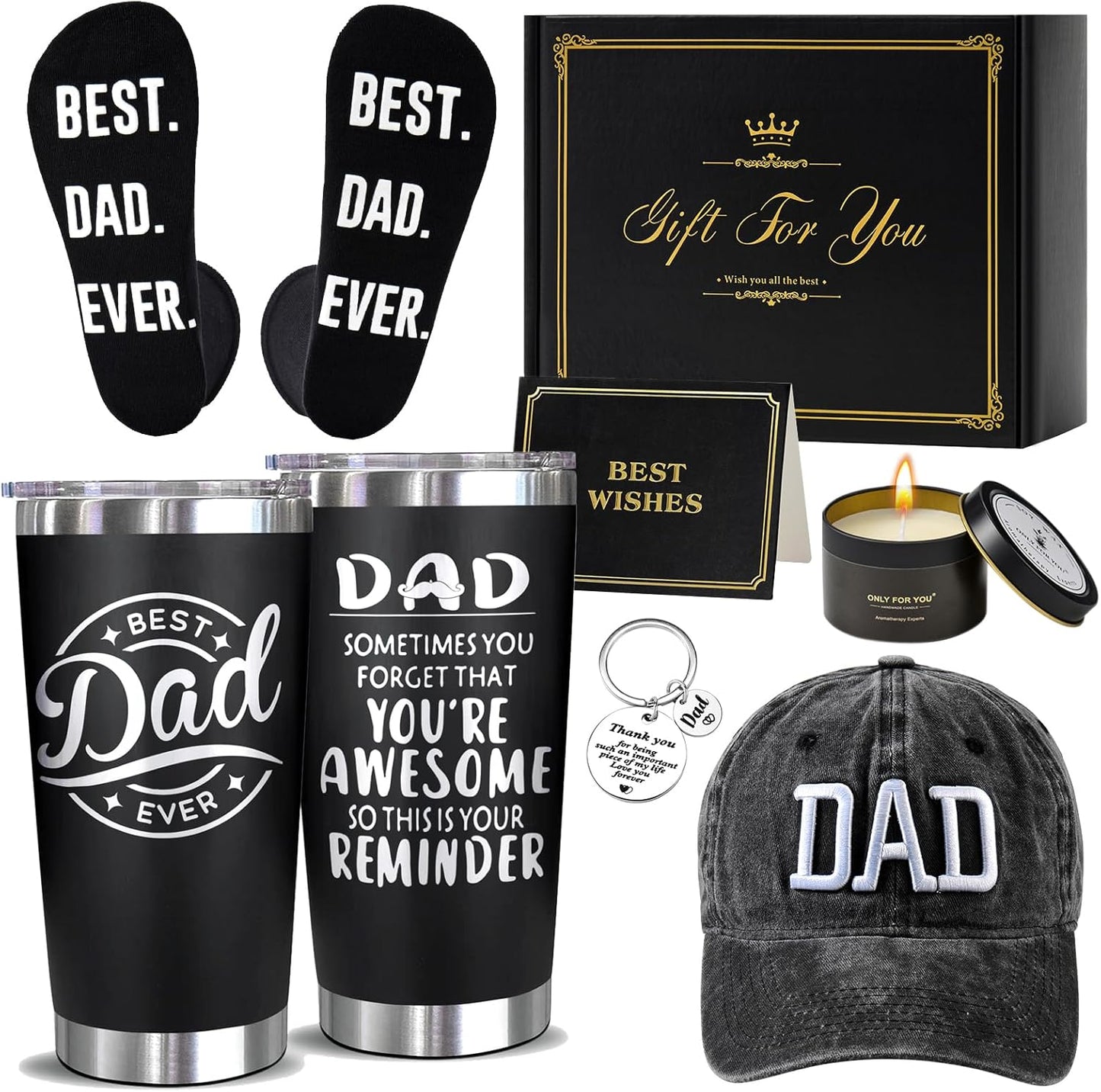 Fathers Day Gift Ideas, from Daughter, Son, 20oz Tumbler, Birthday, Valentine's Day Christmas Day for Dad, Black