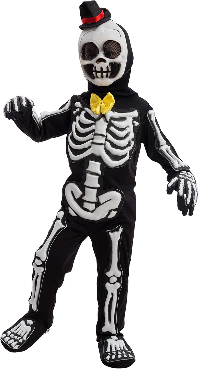 Spooktacular Creations Glows in the Dark Skeleton Costume for Boys, Halloween Skeleton Costume, Bone Jumpsuit for Kids