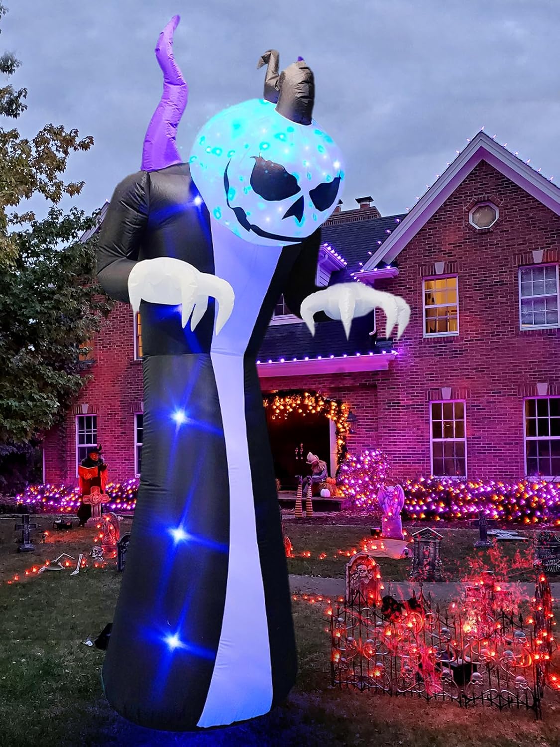 Kalolary 10FT Height Halloween Inflatables Outdoor Pumpkin Head Ghost, Blow Up Yard Decoration Clearance with LED for Halloween Party Indoor, Outdoor, Yard, Garden, Lawn Decorations