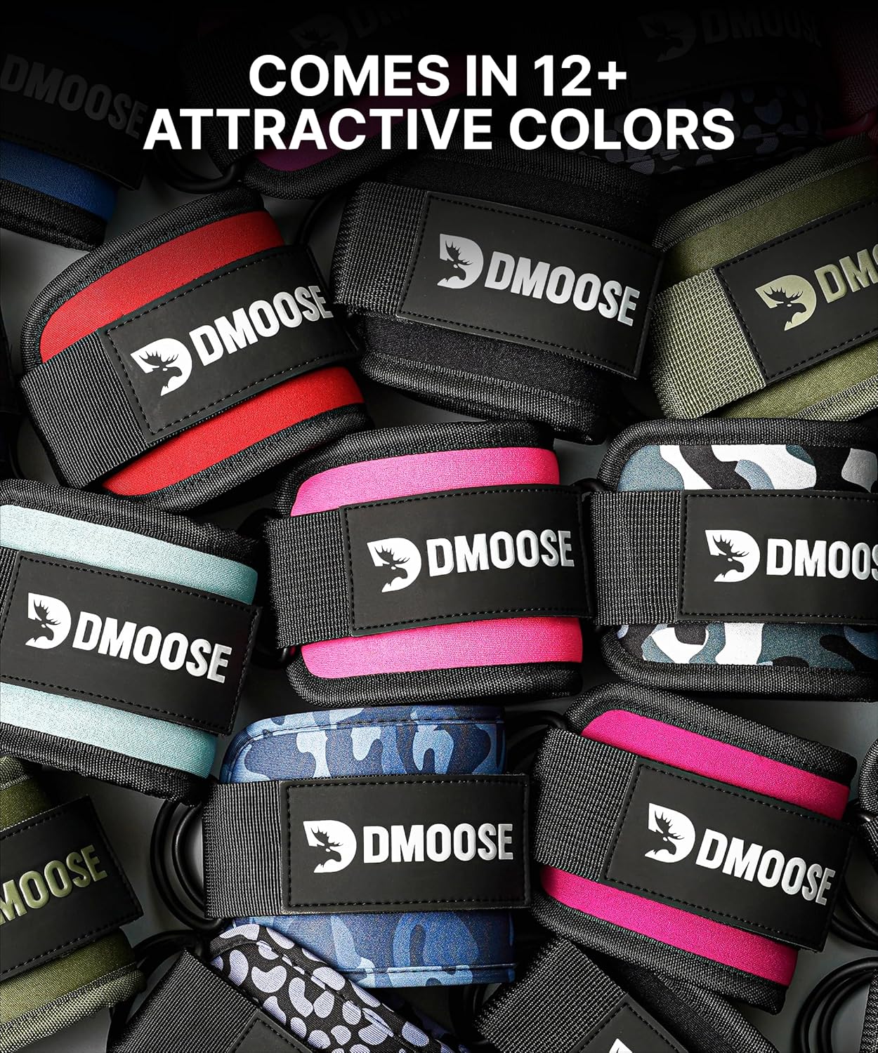 DMoose Ankle Straps Cable Machines for Kickbacks, Glute Workouts, Leg Extensions, Curls, and Hip Abductors for Men and Women, Adjustable Ankle Strap with Double D-Rings and Neoprene Support