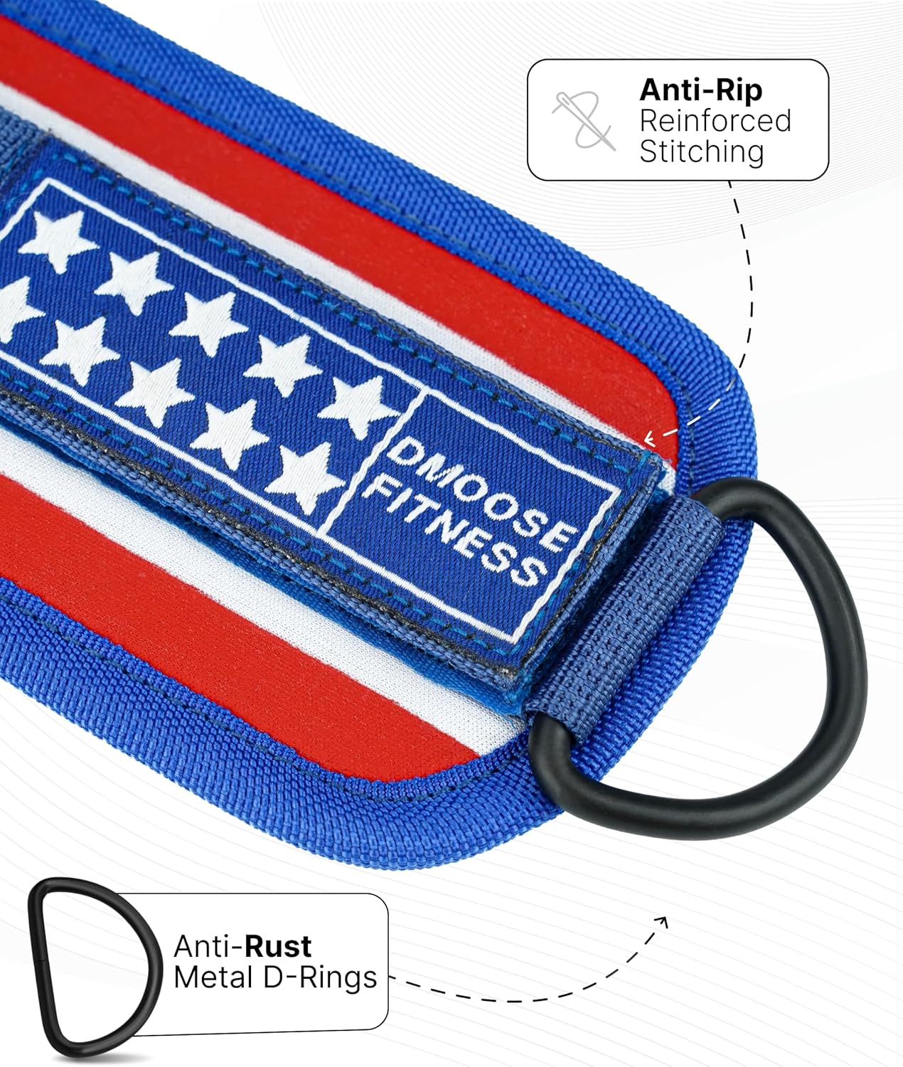 DMoose Ankle Straps Cable Machines for Kickbacks, Glute Workouts, Leg Extensions, Curls, and Hip Abductors for Men and Women, Adjustable Ankle Strap with Double D-Rings and Neoprene Support