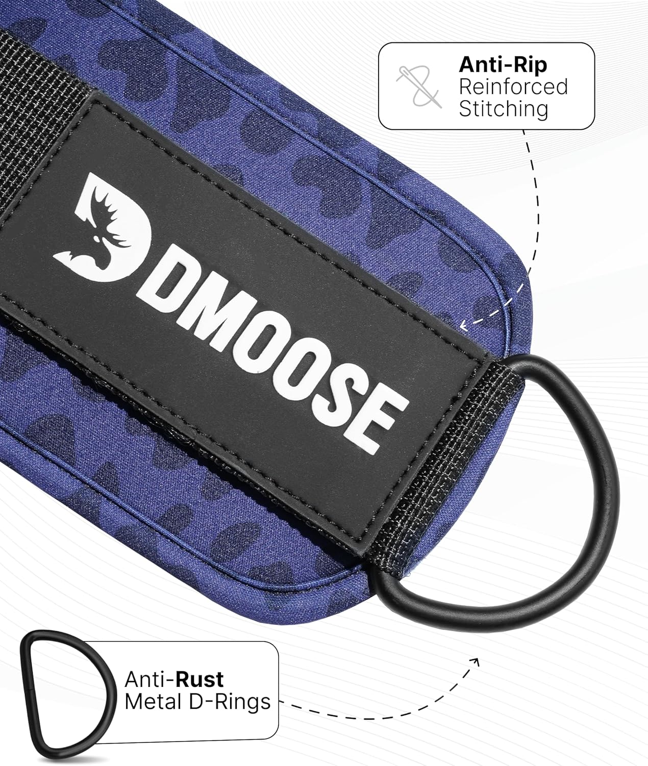 DMoose Ankle Straps Cable Machines for Kickbacks, Glute Workouts, Leg Extensions, Curls, and Hip Abductors for Men and Women, Adjustable Ankle Strap with Double D-Rings and Neoprene Support