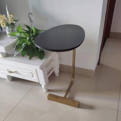 Simple Modern Side Table Iron Art Sofa Corner Table Lazy Bedside Reading Oval Coffee Table Tea Solid Wood Counter Top