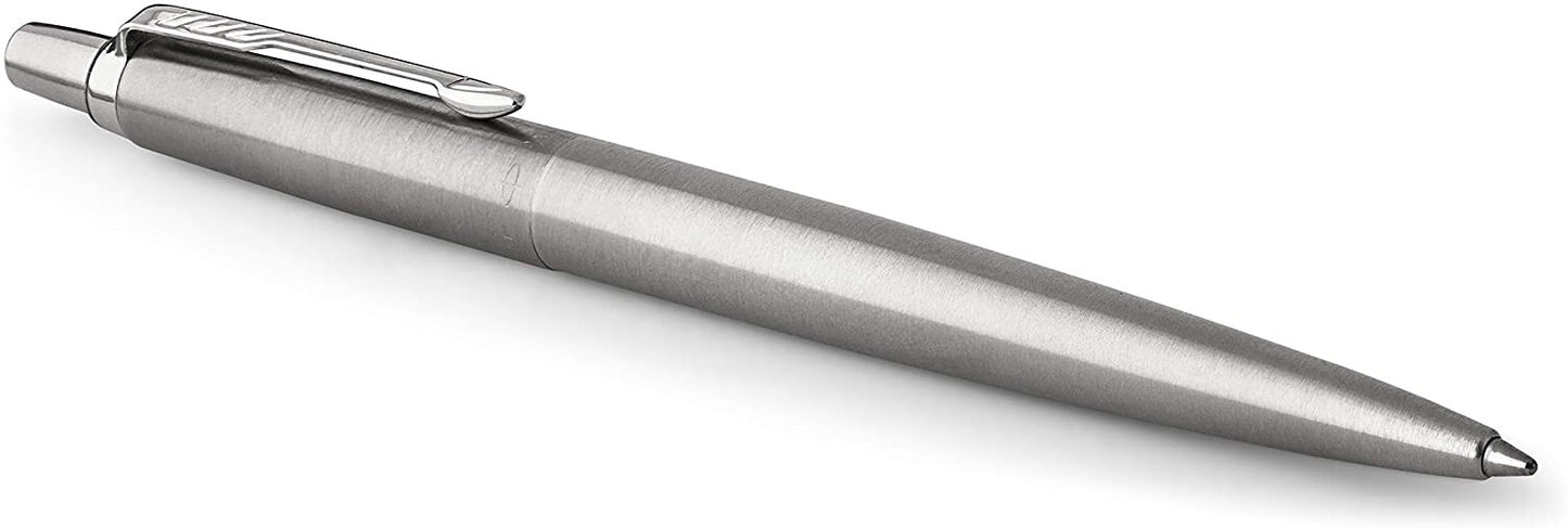 Parker Jotter Stainless Steel Chrome Trim Ballpoint Pen Fine Nib Blue Ink Parker