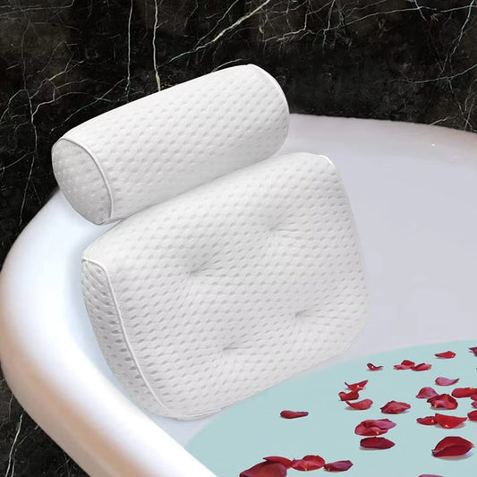 Non-Slip Suction Cups Air Mesh Bathtub Pillow Support Neck, Head and Back