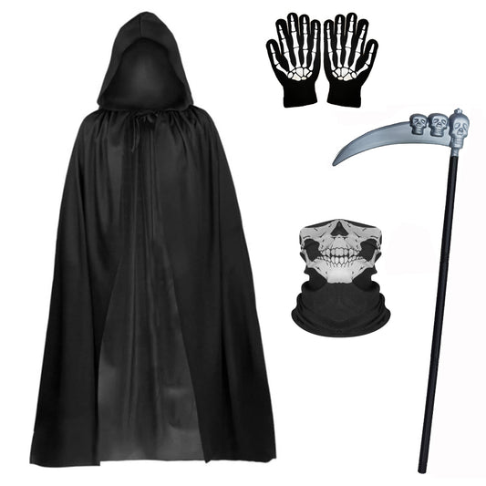 Halloween Party Role Playing Death Black Cloak Prop Set