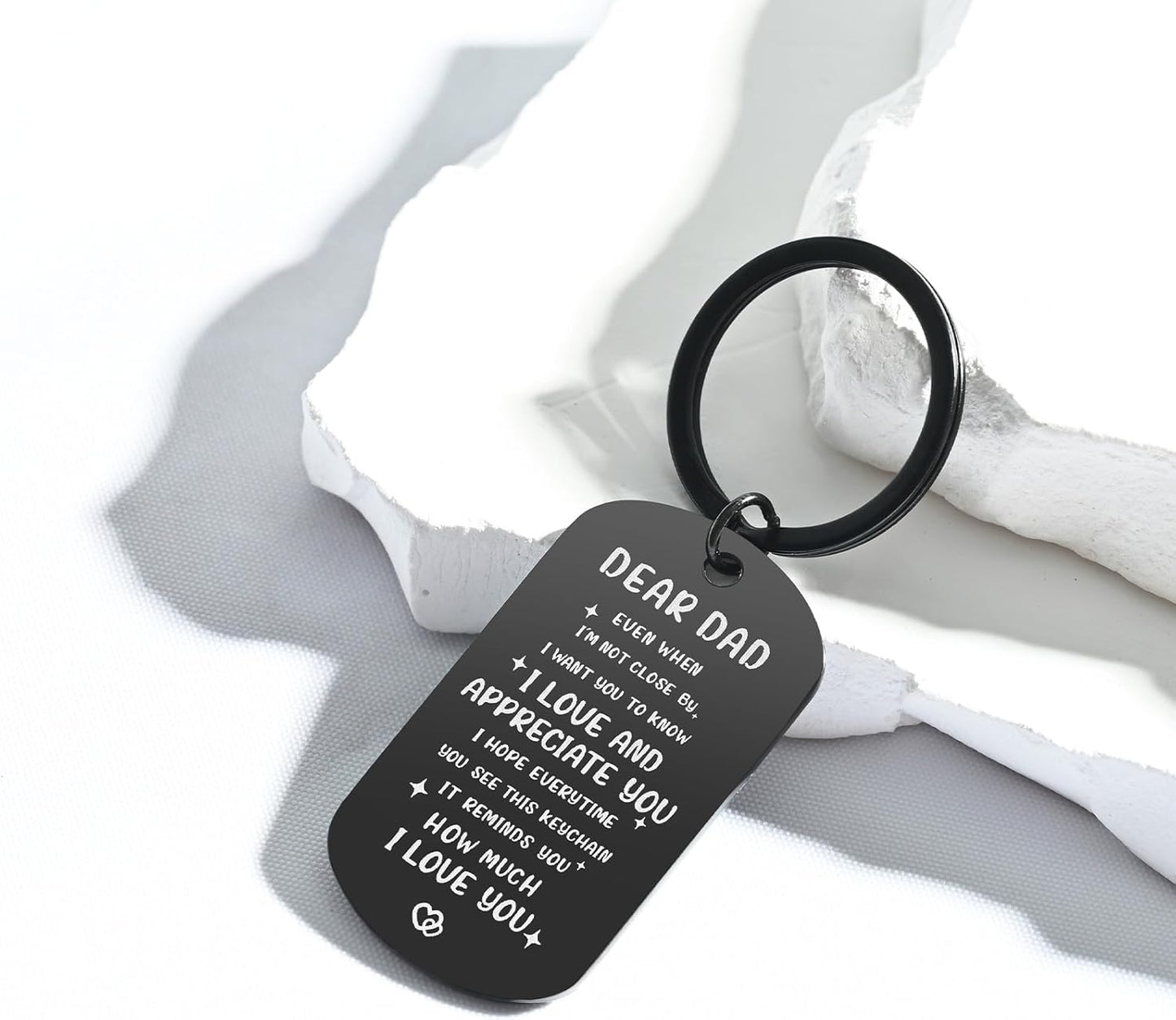 Dad Keychain, Fathers Day Gift Ideas, from Daughter, Son, Birthday, Valentine's Day Christmas Day for Dad, Black