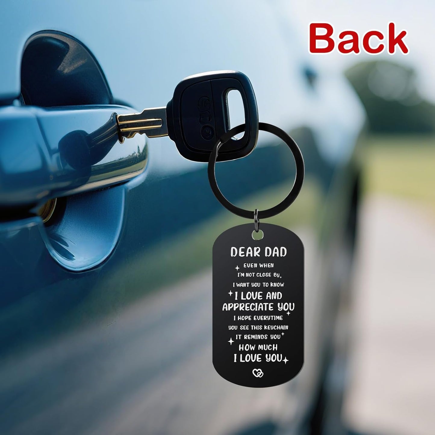 Dad Keychain, Fathers Day Gift Ideas, from Daughter, Son, Birthday, Valentine's Day Christmas Day for Dad, Black