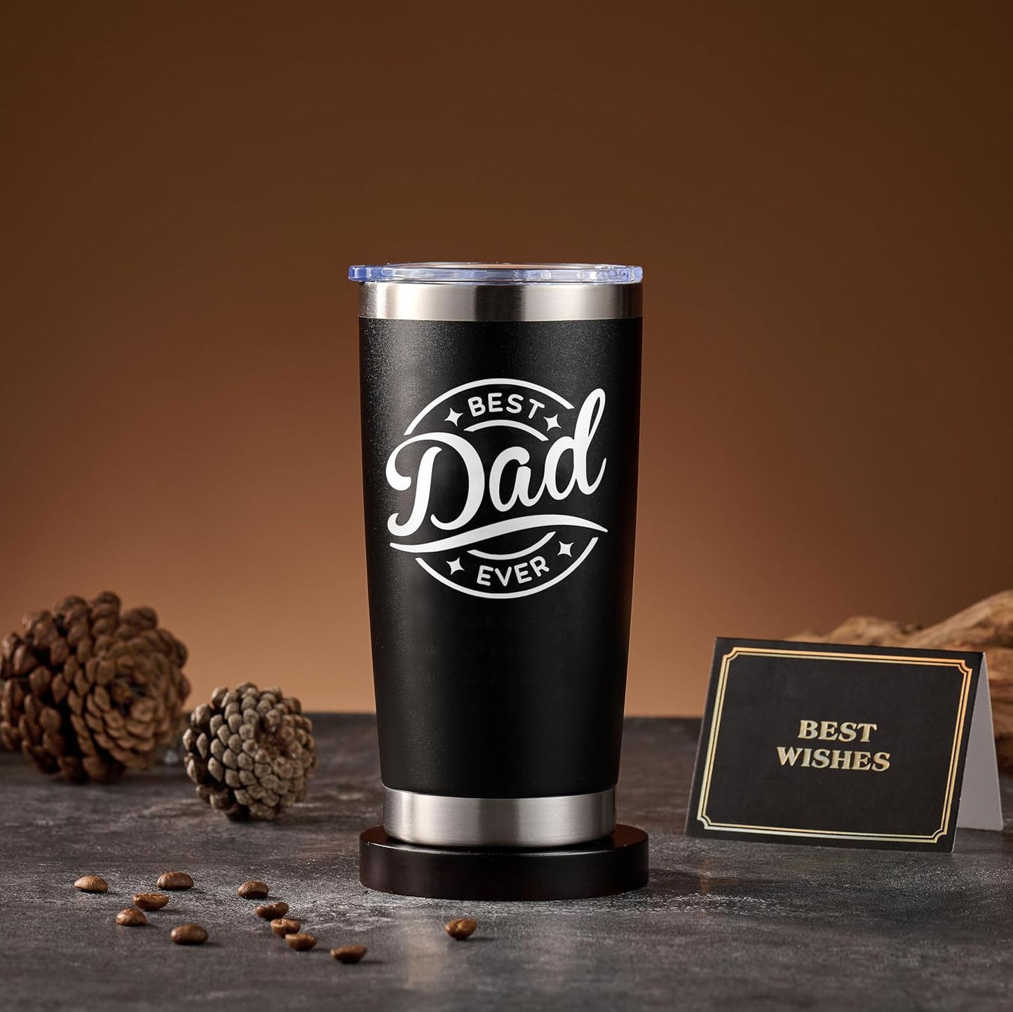 Fathers Day Gift Ideas, from Daughter, Son, 20oz Tumbler, Birthday, Valentine's Day Christmas Day for Dad, Black