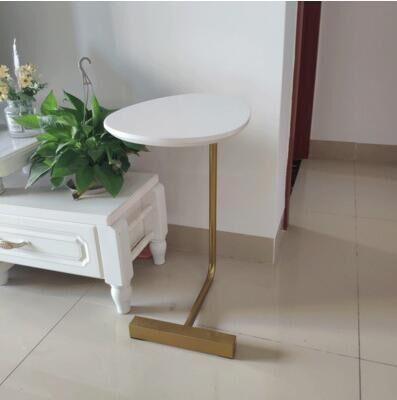 Simple Modern Side Table Iron Art Sofa Corner Table Lazy Bedside Reading Oval Coffee Table Tea Solid Wood Counter Top