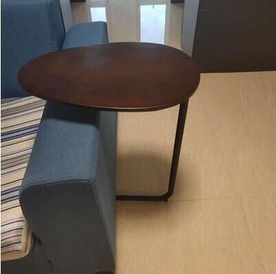 Simple Modern Side Table Iron Art Sofa Corner Table Lazy Bedside Reading Oval Coffee Table Tea Solid Wood Counter Top