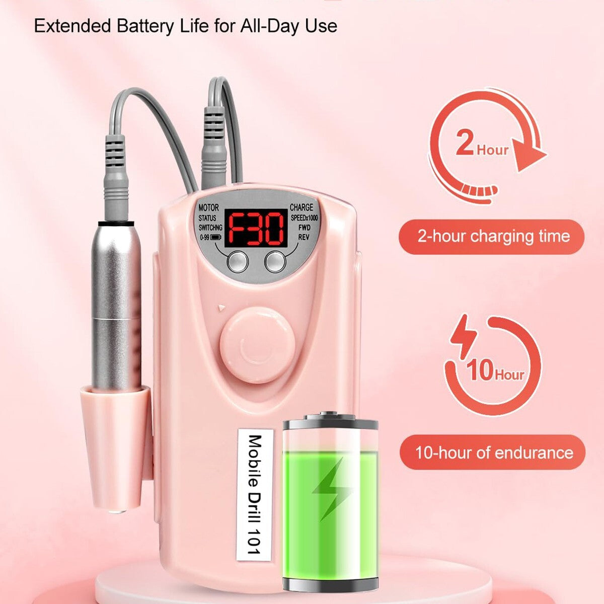 45000RPM Electric Nail Drill Machine Manicure Portable Nail File Nail Art AU