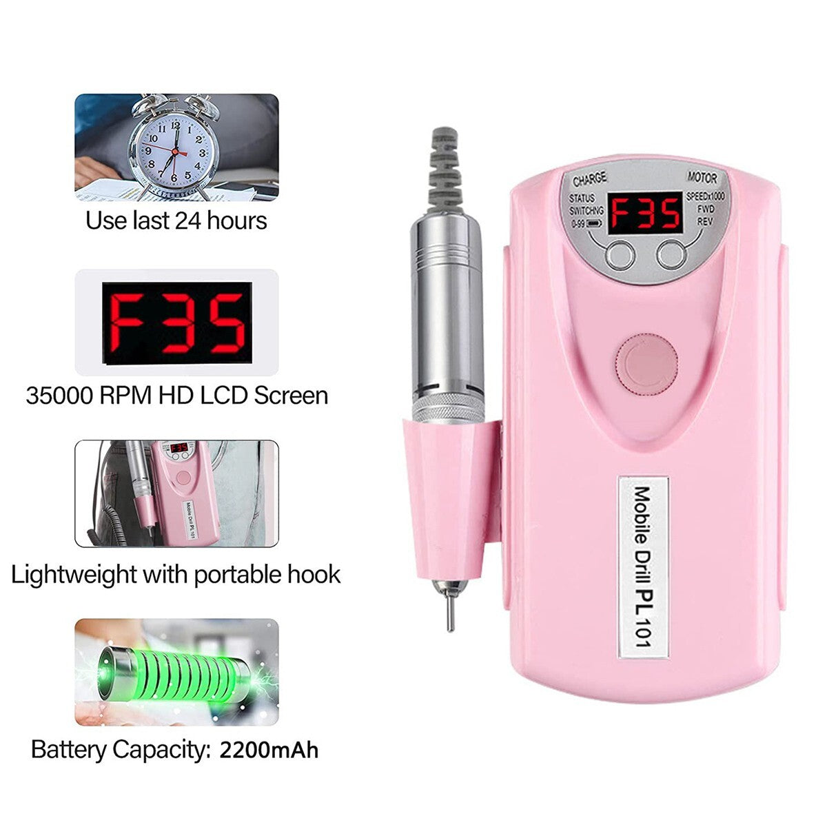 45000RPM Electric Nail Drill Machine Manicure Portable Nail File Nail Art AU