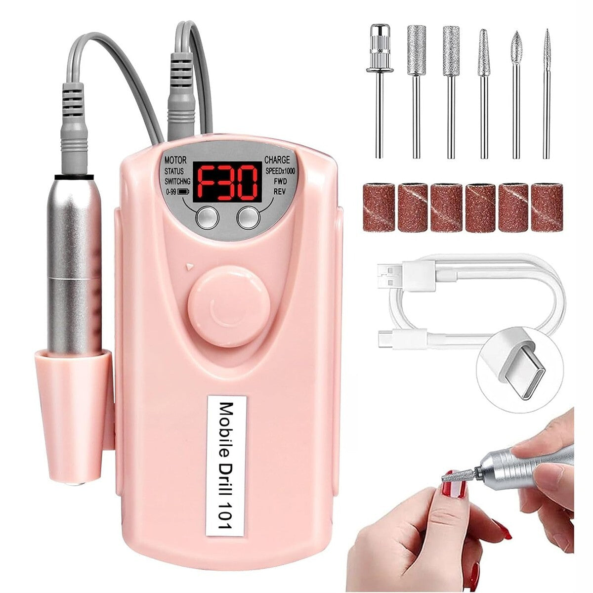 45000RPM Electric Nail Drill Machine Manicure Portable Nail File Nail Art AU