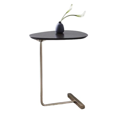 Simple Modern Side Table Iron Art Sofa Corner Table Lazy Bedside Reading Oval Coffee Table Tea Solid Wood Counter Top